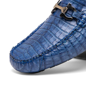 Marco Di Milano Parma Blue Jeans Crocodile Loafers - Dudes Boutique