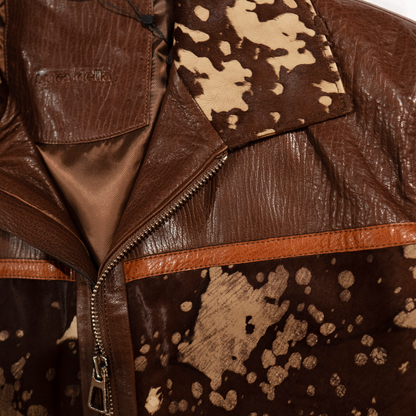 Kashani brown distressed cavalino pony hair jacket