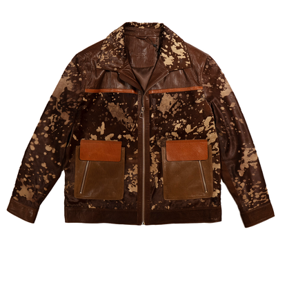 Kashani brown distressed cavalino pony hair jacket