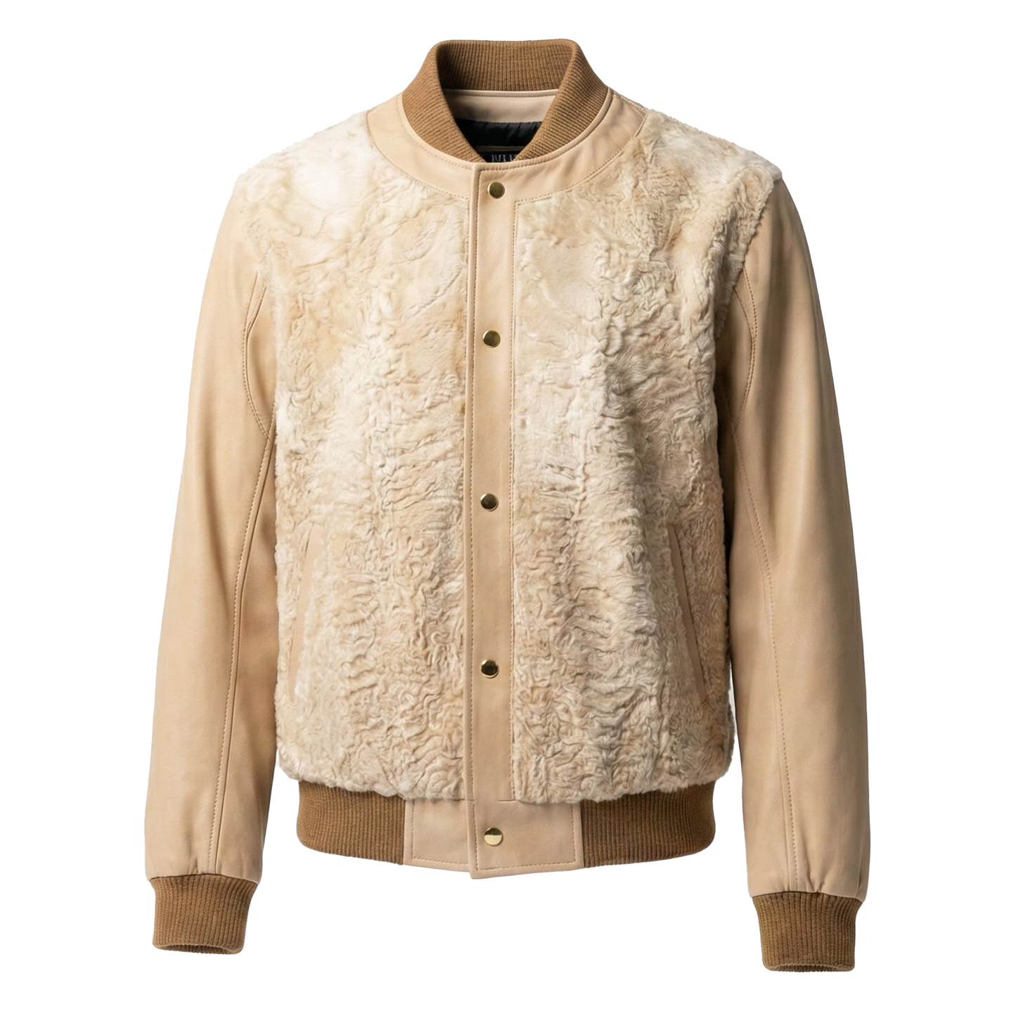 Kashani Natural Lambskin Leather Persian Lamb Bomber Jacket
