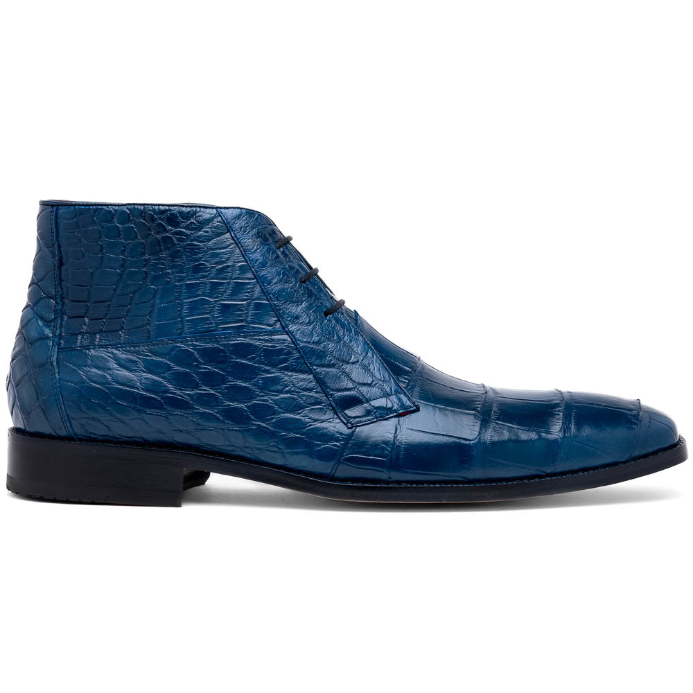 Marco Di Milano Pietro Blue Jean Alligator Derby Boots - Dudes Boutique