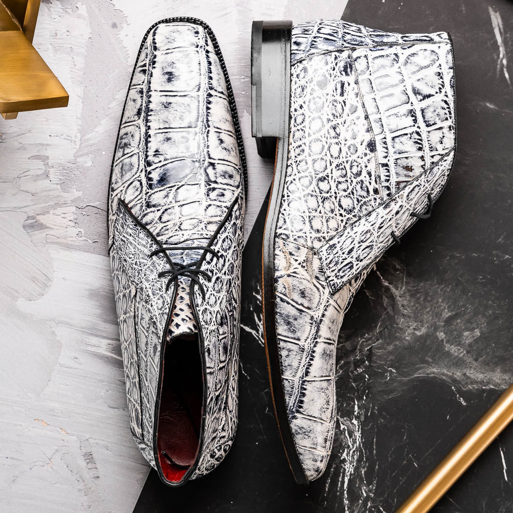 Marco Di Milano Pietro Newspaper Alligator Derby Boots - Dudes Boutique