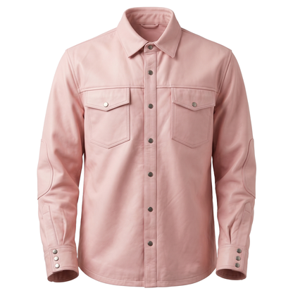 Kashani Men's Pink Lambskin Button-Up Shirt