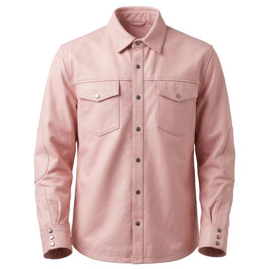 Kashani Men's Pink Lambskin Button-Up Shirt