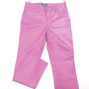 Kashani Men's Pink Lambskin Straight Cut Leather Pants - Dudes Boutique