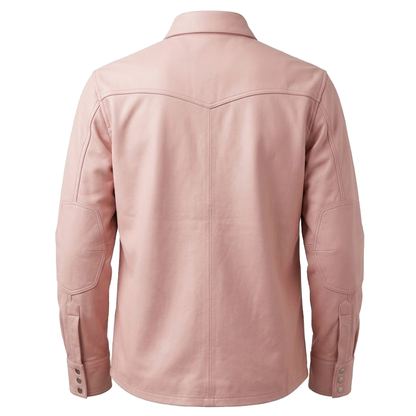 Kashani Men's Pink Lambskin Button-Up Shirt