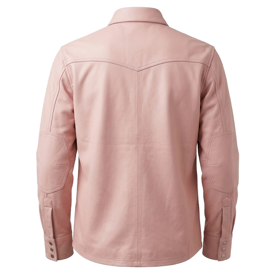 Kashani Men's Pink Lambskin Button-Up Shirt