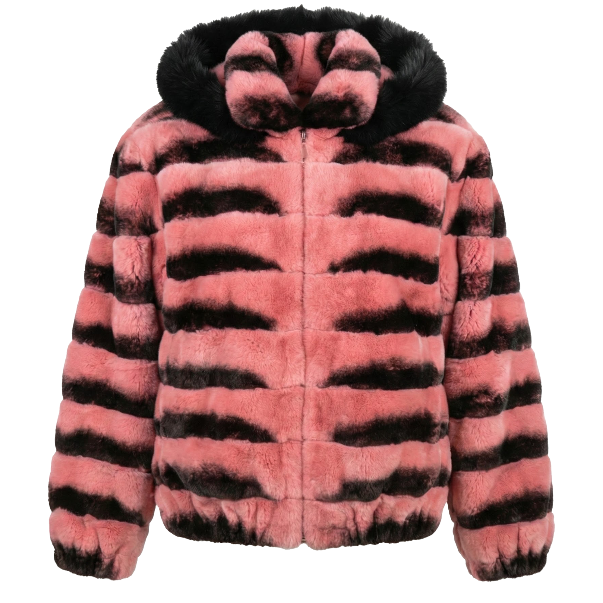 Kashani Pink Rex Rabbit Fur Bomber Jacket