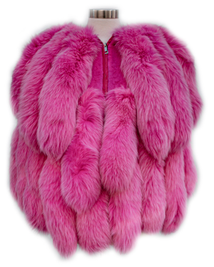 Kashani Women's Pink All Over Fox Tails Fur Poncho - Dudes Boutique