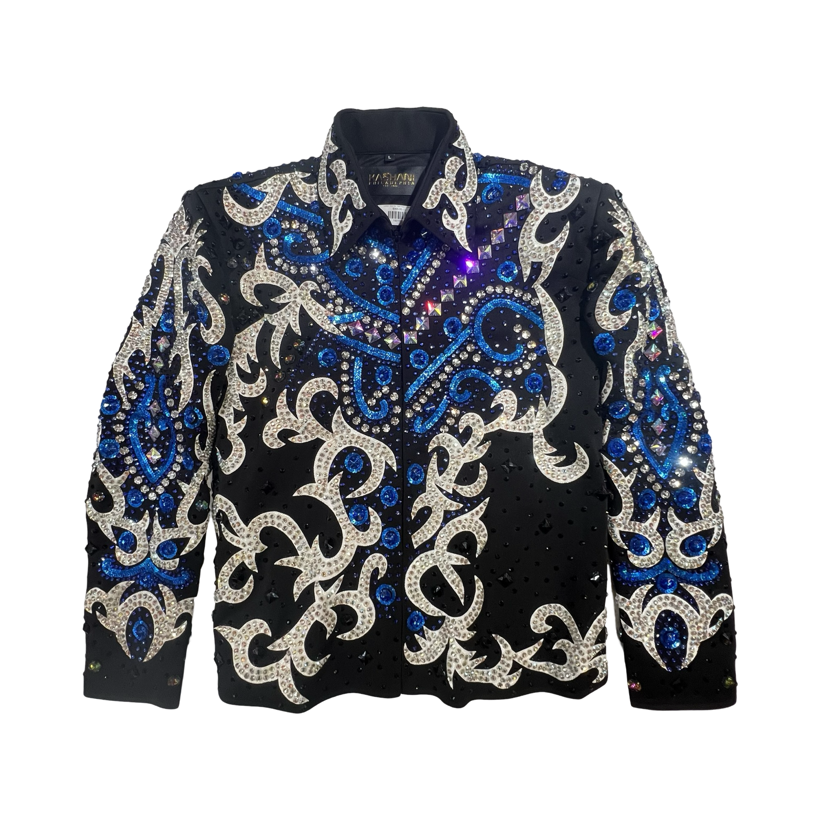 Kashani Blue Two Tone Hyper Crystal Jacket - Dudes Boutique