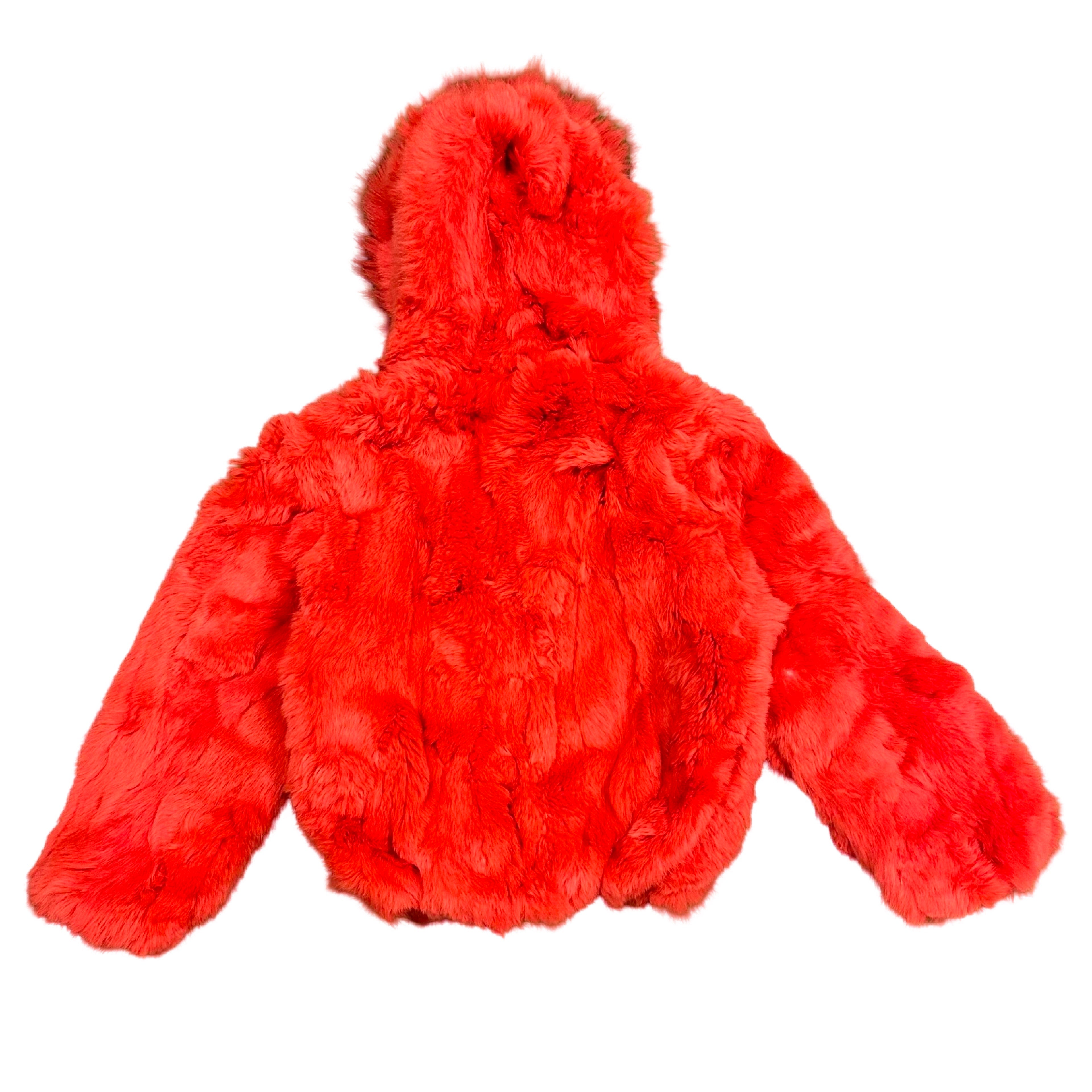 Kashani Kids Orange Rabbit Fur Hooded Jacket - Dudes Boutique