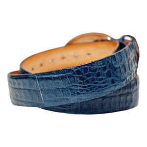 Los Altos Navy Blue Caiman Crocodile Belt - Dudes Boutique