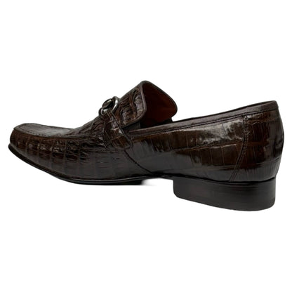Los Altos Brown All-Over Crocodile Belly Loafers - Dudes Boutique