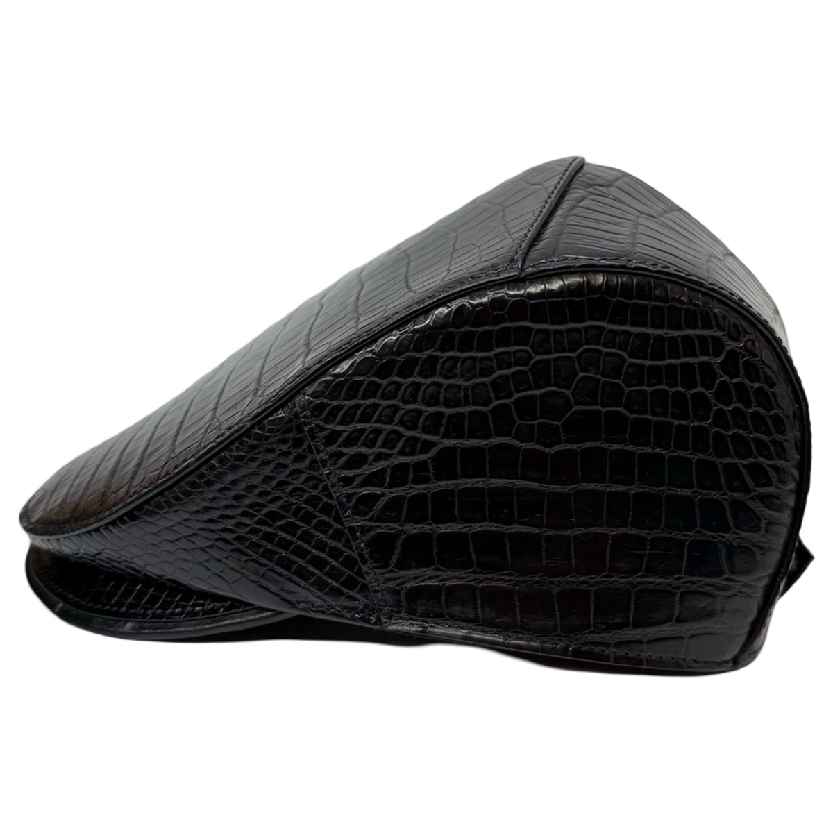 Kashani Black Alligator Belly Herringbone Cap - Dudes Boutique