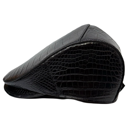 Kashani Black Alligator Belly Herringbone Cap - Dudes Boutique