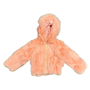 Kashani Kids Pink Rabbit Fur Hooded Jacket - Dudes Boutique