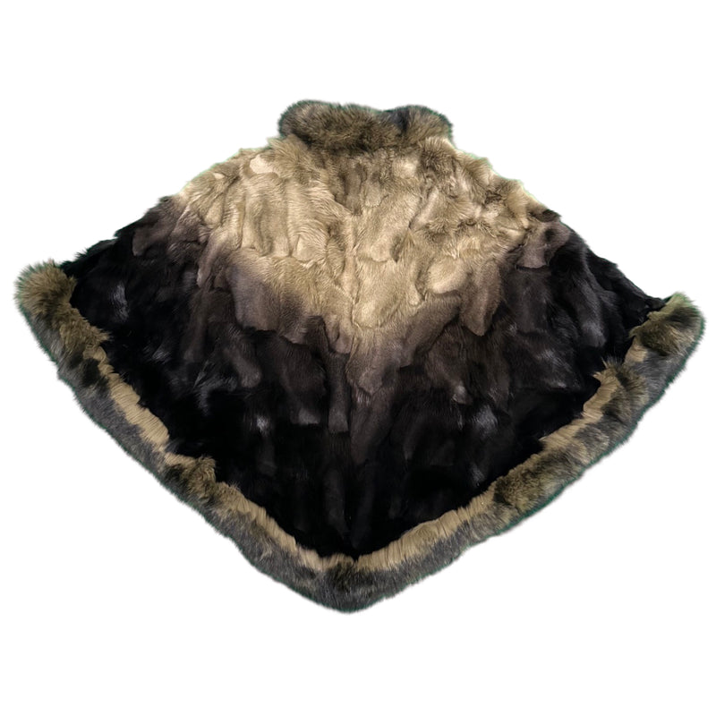 Kashani Women's Olive / Black Fox Fur Poncho - Dudes Boutique