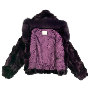 Kashani Women's Purple Fox Fur Hooded Coat - Dudes Boutique