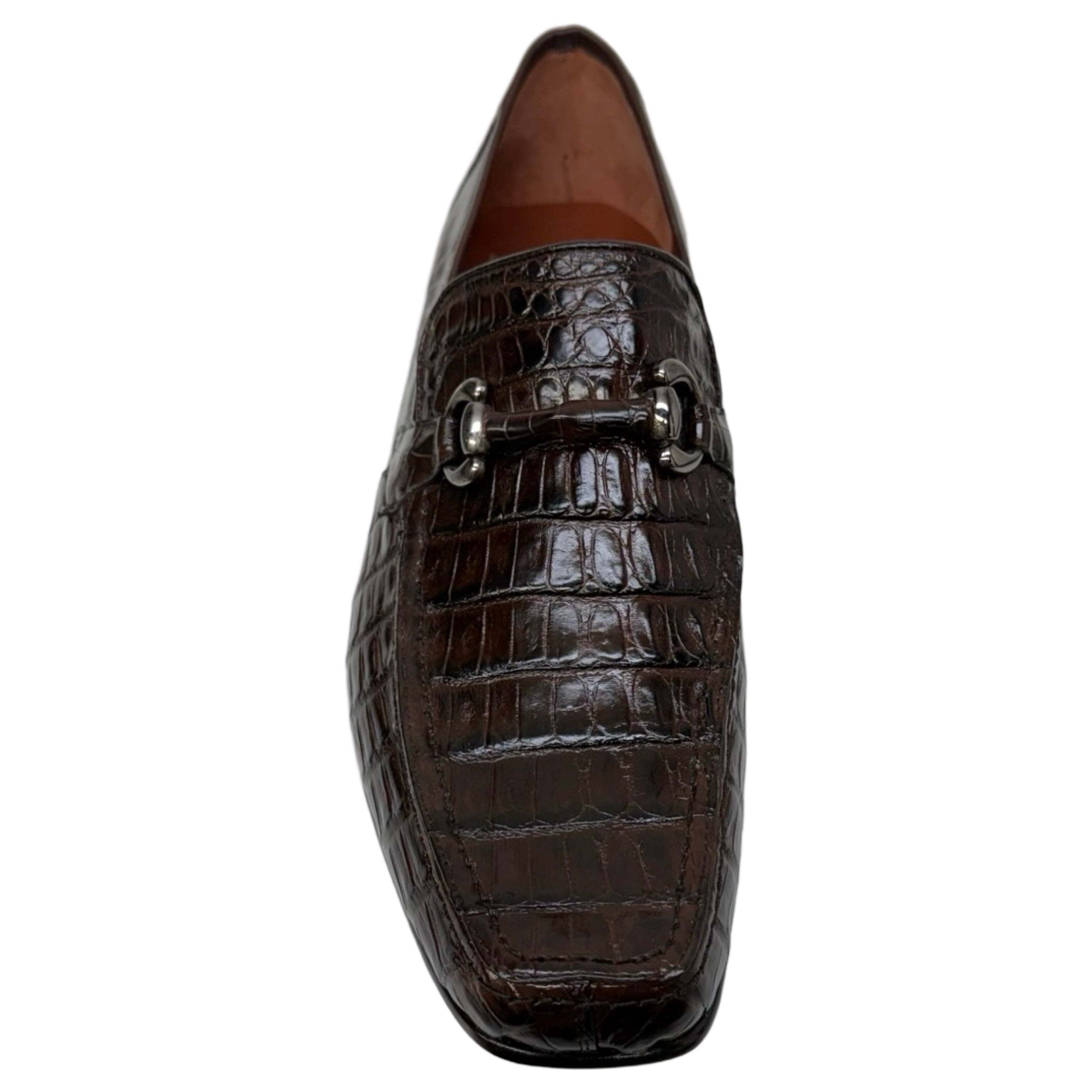 Los Altos Brown All-Over Crocodile Belly Loafers - Dudes Boutique