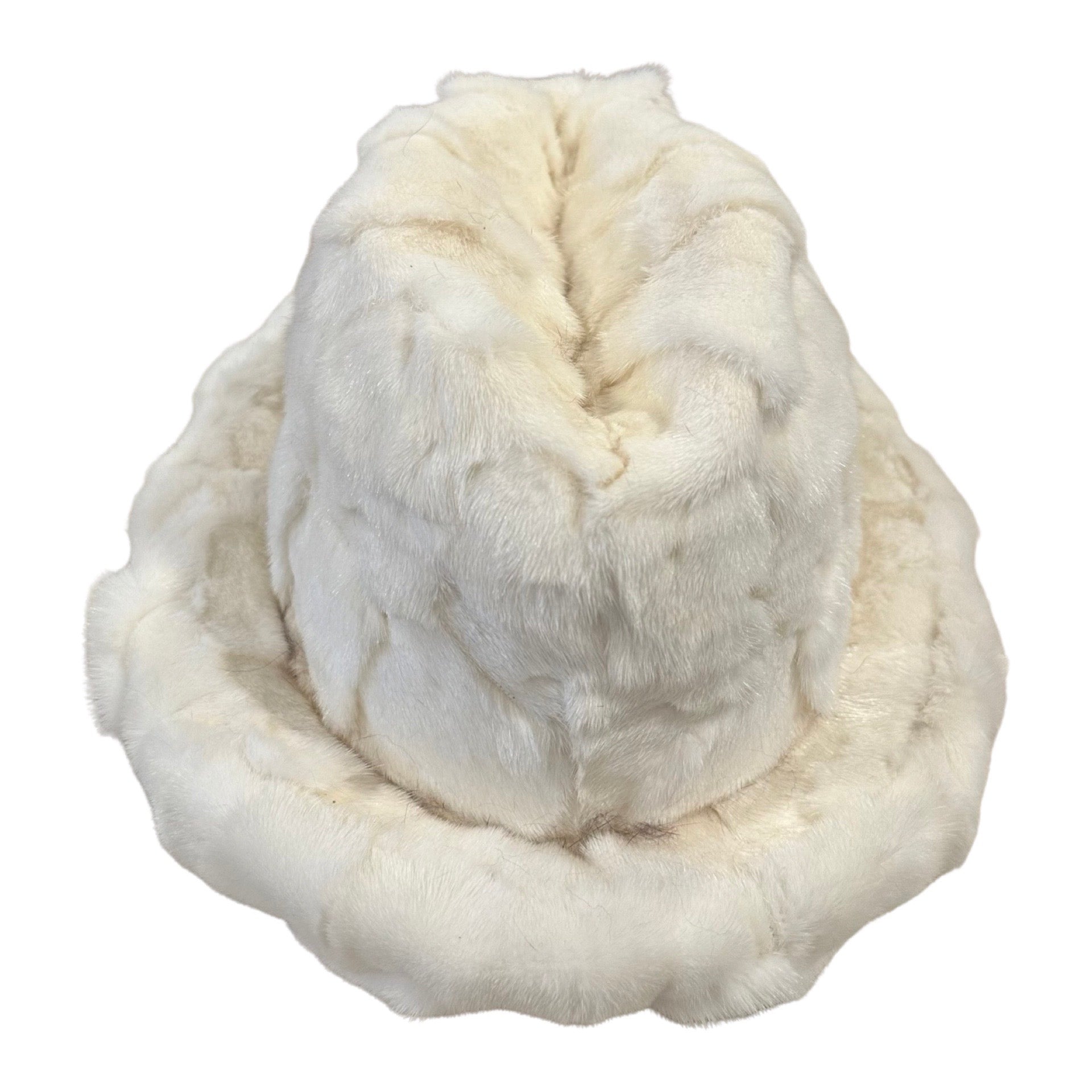 Kashani Men's White Diamond Cut Full Mink Fur Top Hat - Dudes Boutique