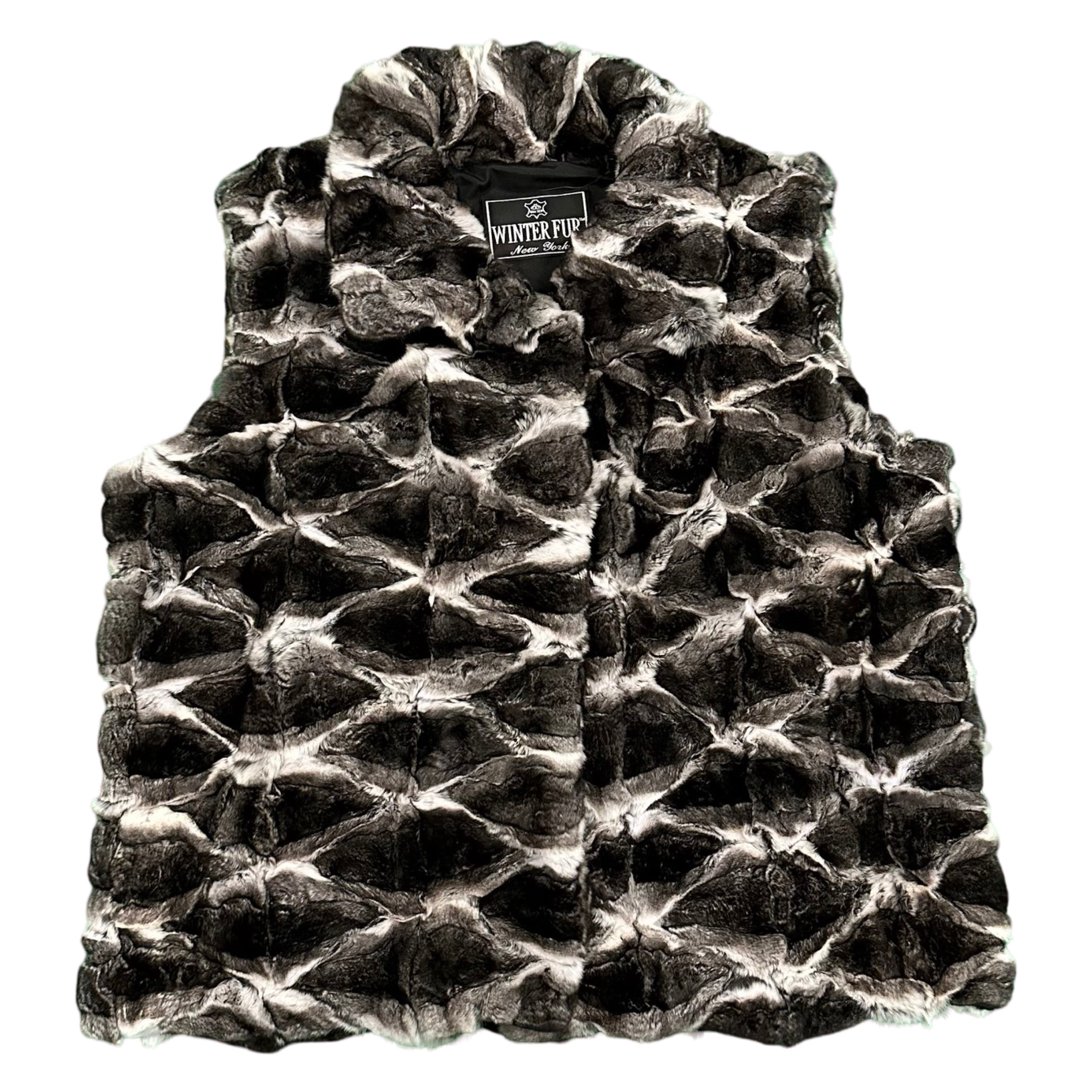 Kashani Women's Full Diamond Cut Chinchilla Fur Vest - Dudes Boutique