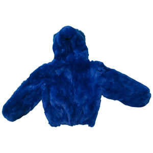 Kashani Kids Royal Blue Rabbit Fur Hooded Jacket - Dudes Boutique