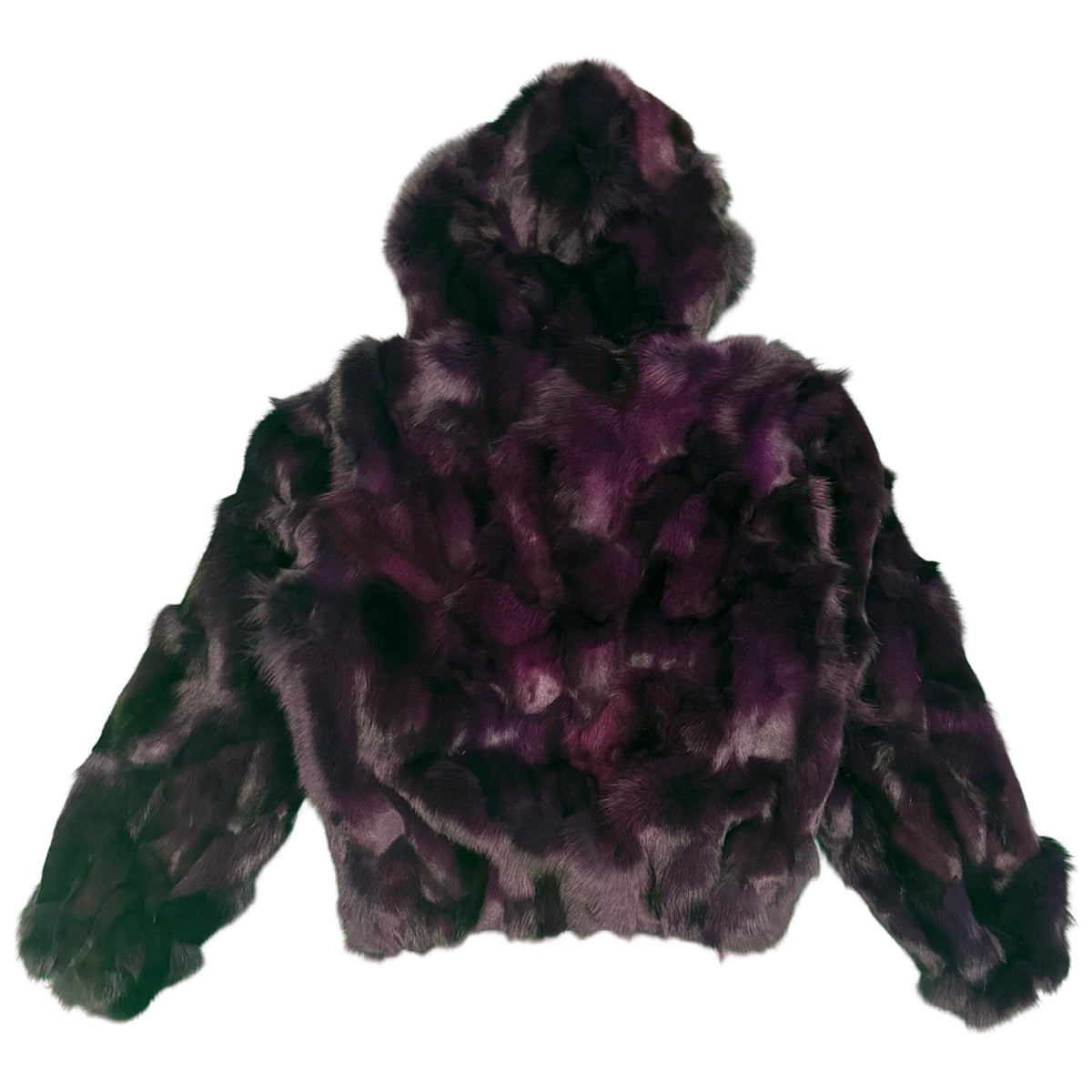 Kashani Women's Purple Fox Fur Hooded Coat - Dudes Boutique