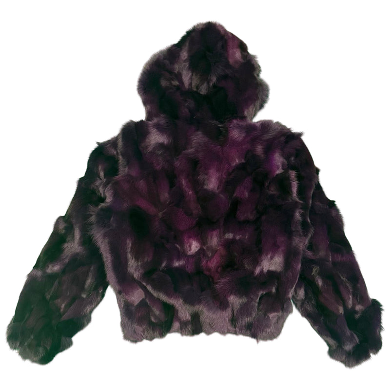 Kashani Women's Purple Fox Fur Hooded Coat - Dudes Boutique