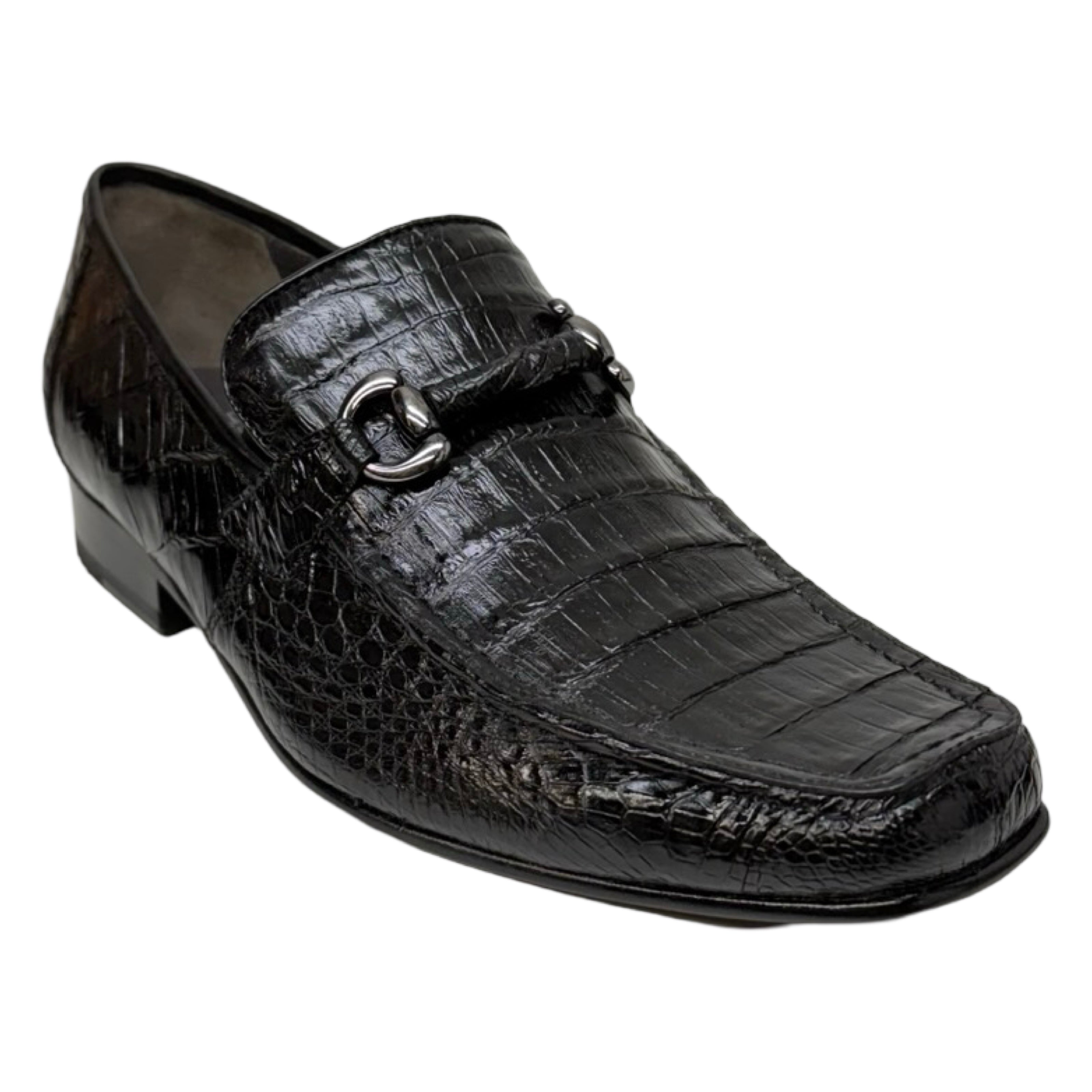 Los Altos Black All-Over Crocodile Belly Loafers - Dudes Boutique