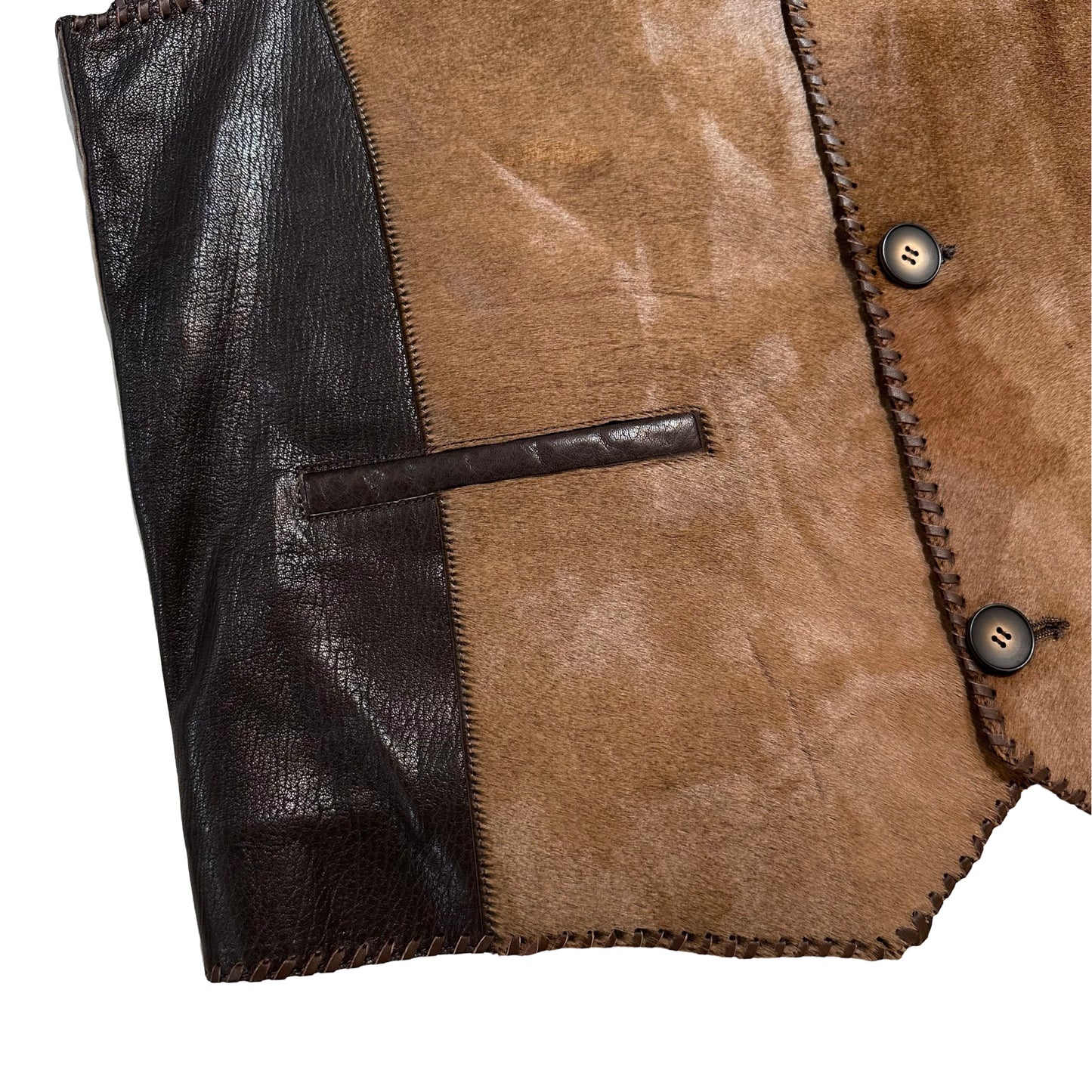 Kashani Tri Brown Cavallino Pony Hair Hand Woven Vest - Dudes Boutique