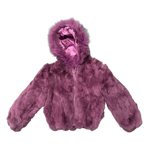 Kashani Kids Purple Rabbit Fur Hooded Jacket - Dudes Boutique