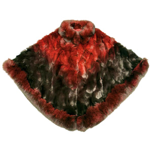 Kashani Women's Burgundy / Black Fox Fur Poncho - Dudes Boutique