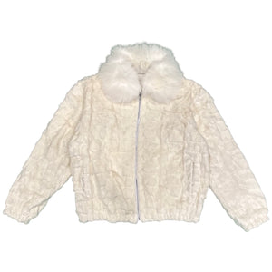 Kashani White Diamond Cut Mink Fur Coat - Dudes Boutique