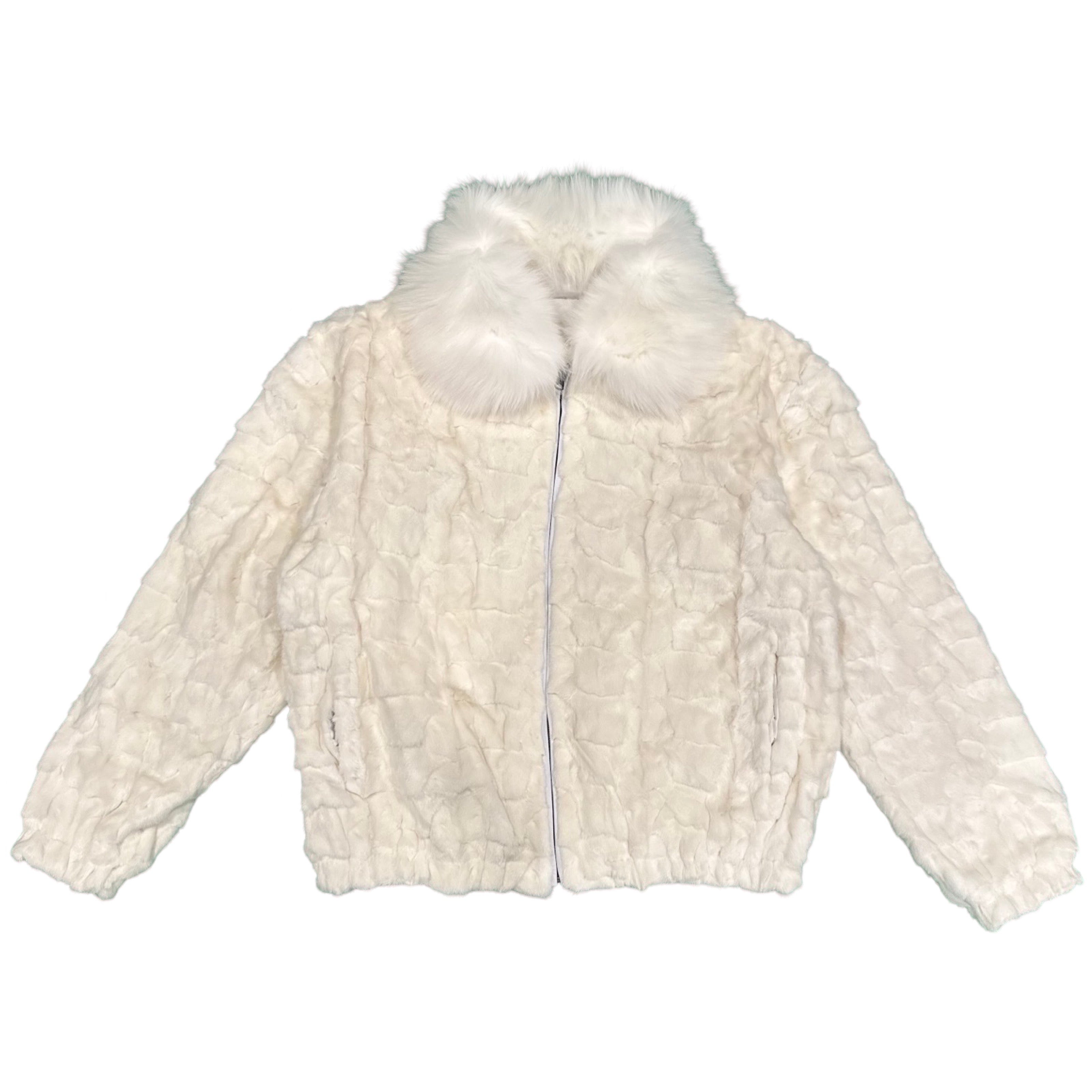 Kashani White Diamond Cut Mink Fur Coat - Dudes Boutique