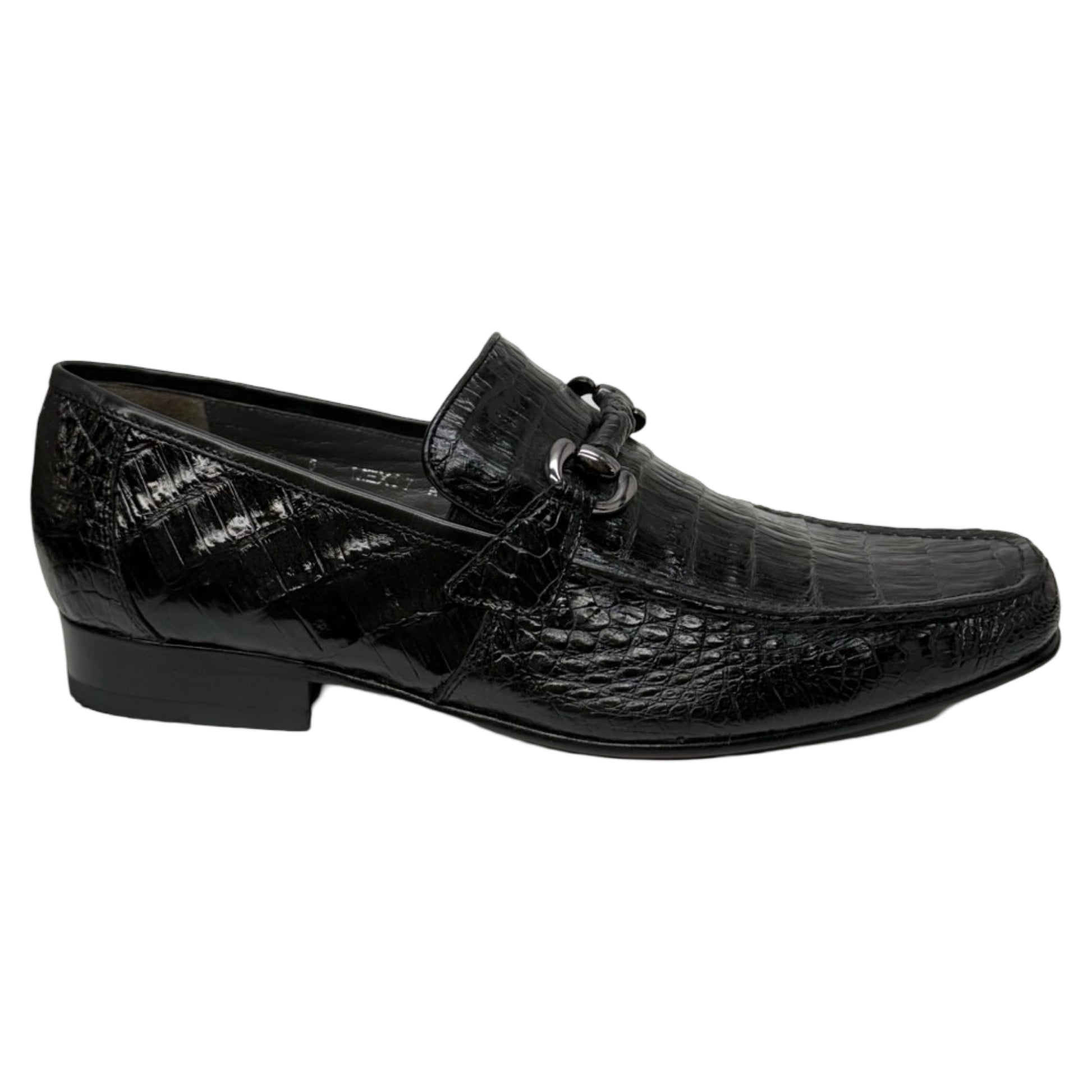 Los Altos Black All-Over Crocodile Belly Loafers - Dudes Boutique