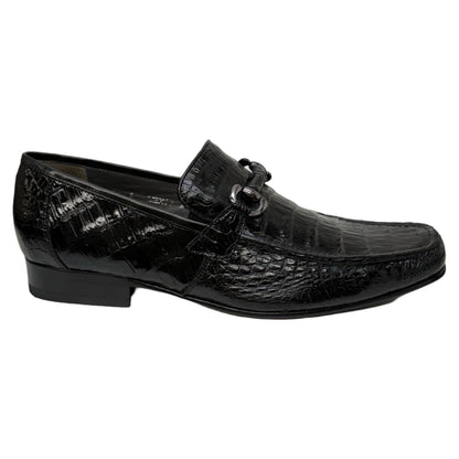 Los Altos Black All-Over Crocodile Belly Loafers - Dudes Boutique