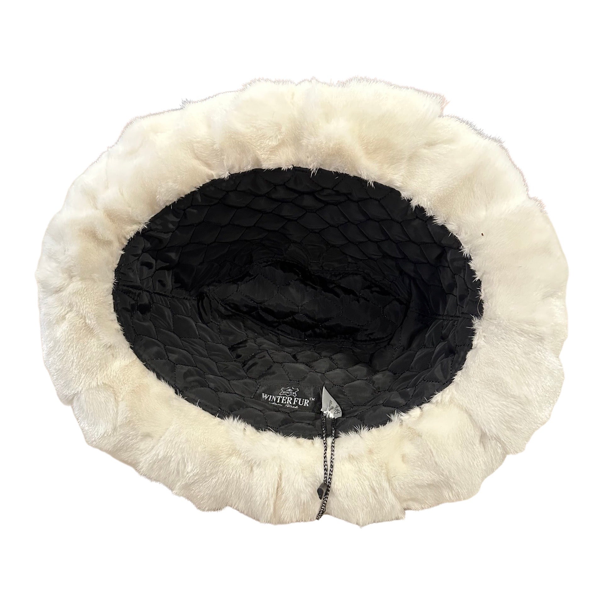 Kashani Men's White Diamond Cut Full Mink Fur Top Hat - Dudes Boutique