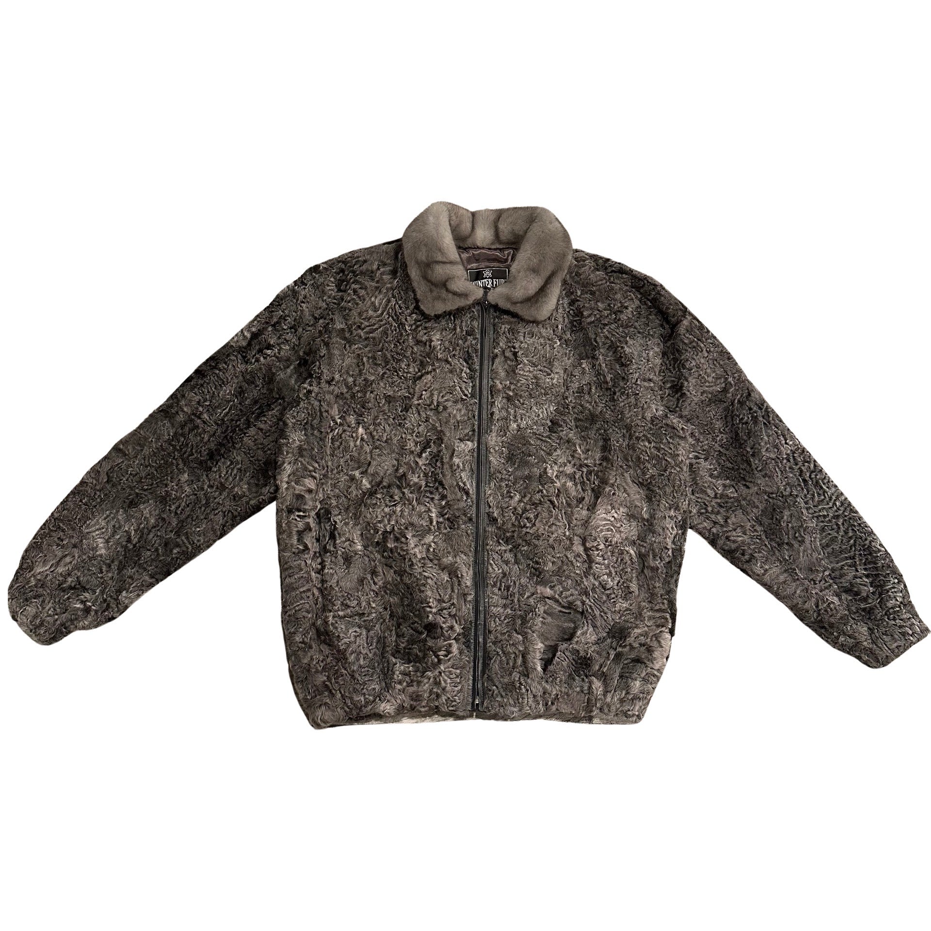 Kashani Men's Charcoal Full Persian Lamb Fur Coat - Dudes Boutique
