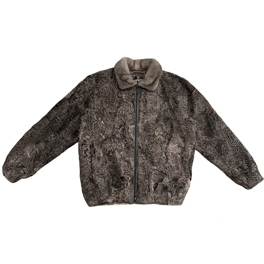 Kashani Men's Charcoal Full Persian Lamb Fur Coat - Dudes Boutique