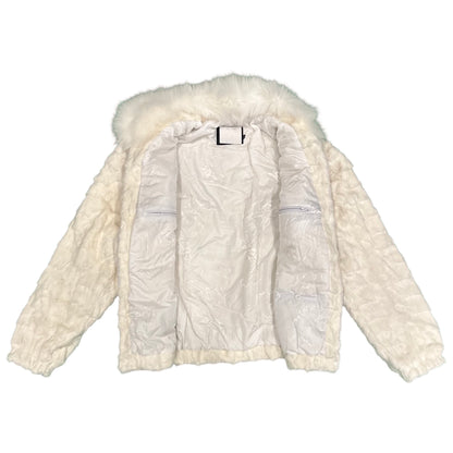 Kashani White Diamond Cut Mink Fur Coat - Dudes Boutique