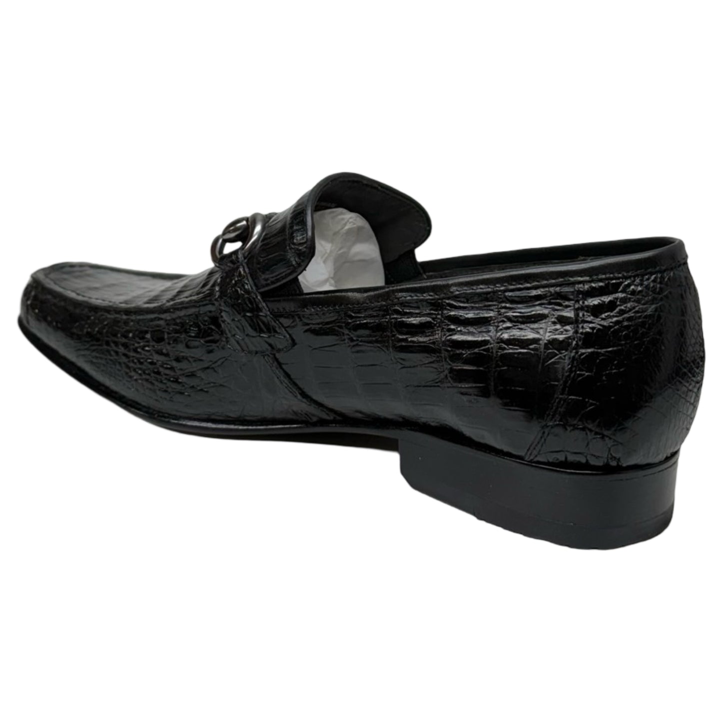 Los Altos Black All-Over Crocodile Belly Loafers - Dudes Boutique