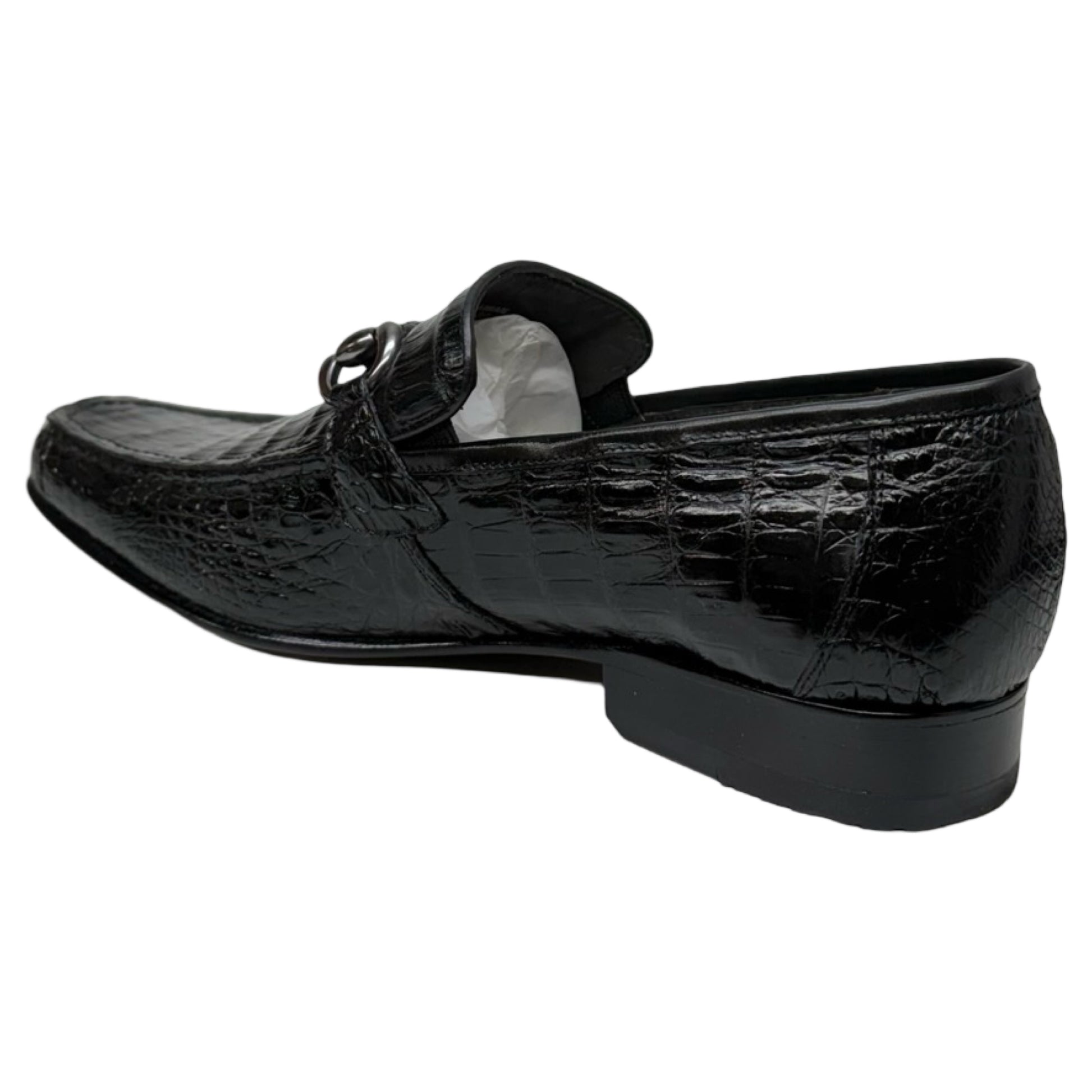 Los Altos Black All-Over Crocodile Belly Loafers - Dudes Boutique
