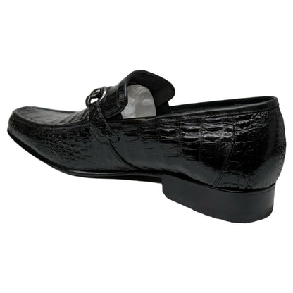 Los Altos Black All-Over Crocodile Belly Loafers - Dudes Boutique