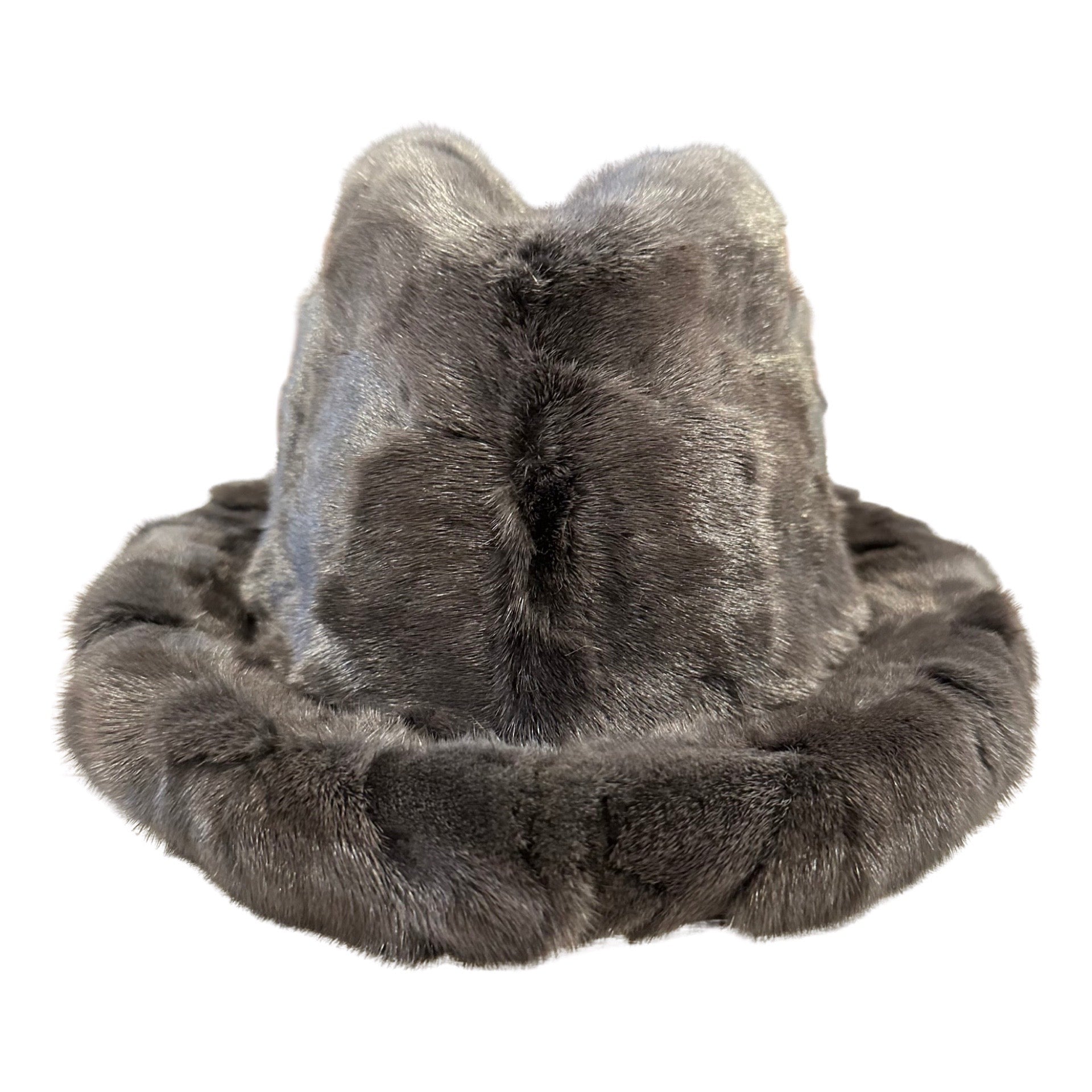 Kashani Men's Grey Diamond Cut Mink Fur Top Hat - Dudes Boutique