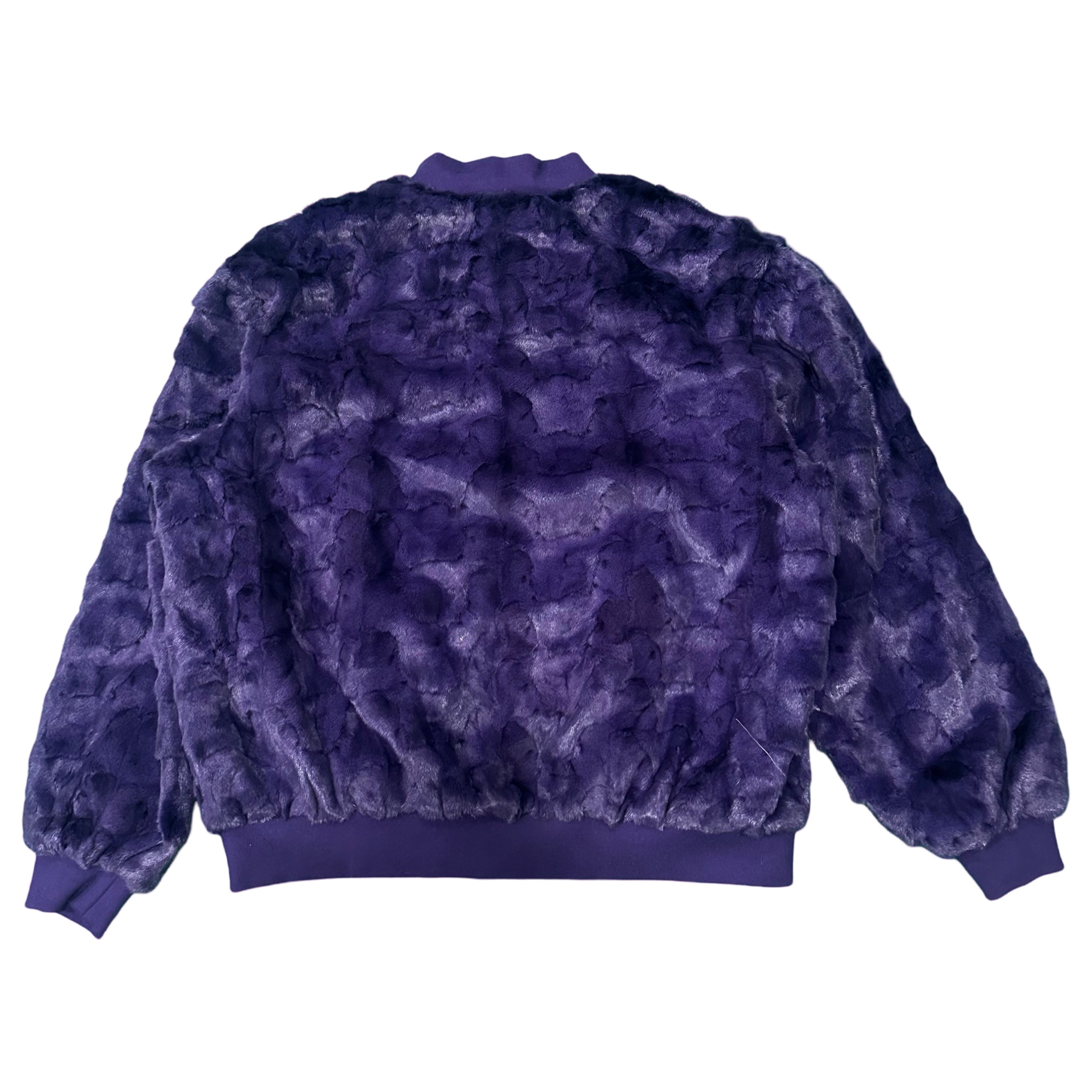 Kashani Purple Diamond Cut Mink Fur Bomber Jacket - Dudes Boutique