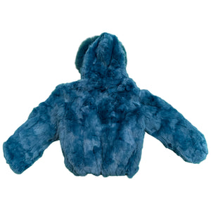 Kashani Kids Air Force Blue Rabbit Fur Hooded Jacket - Dudes Boutique