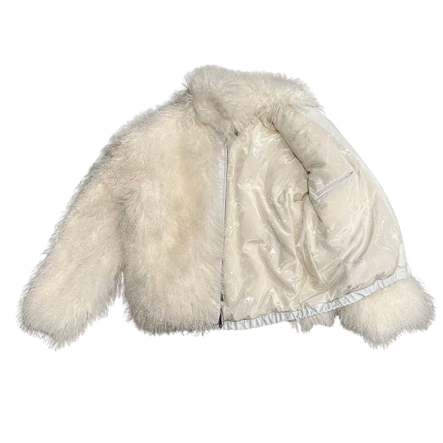 Kashani Men's White Mongolian Lamb Fur Coat - Dudes Boutique
