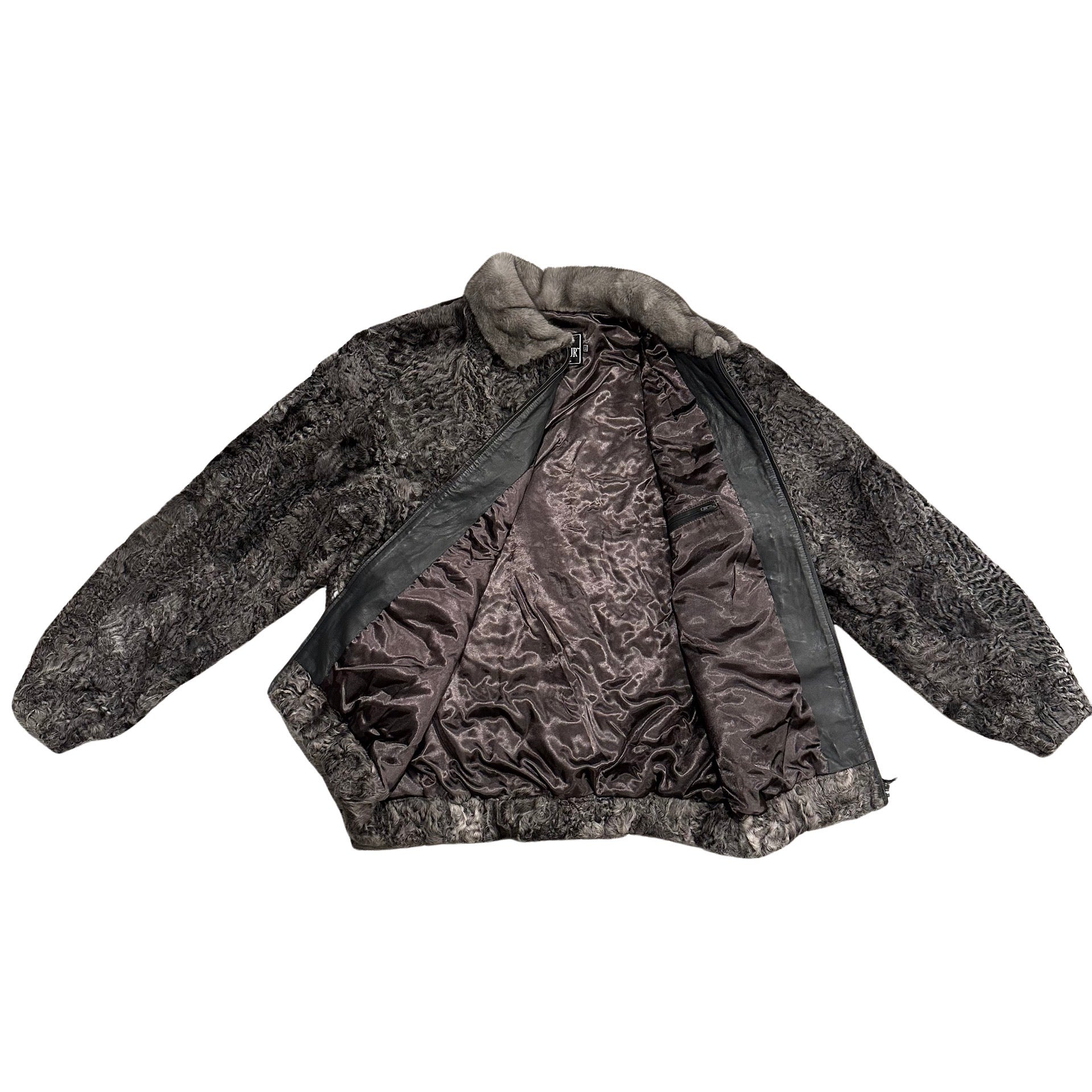 Kashani Men's Charcoal Full Persian Lamb Fur Coat - Dudes Boutique