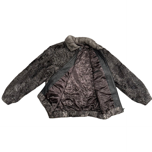 Kashani Men's Charcoal Full Persian Lamb Fur Coat - Dudes Boutique