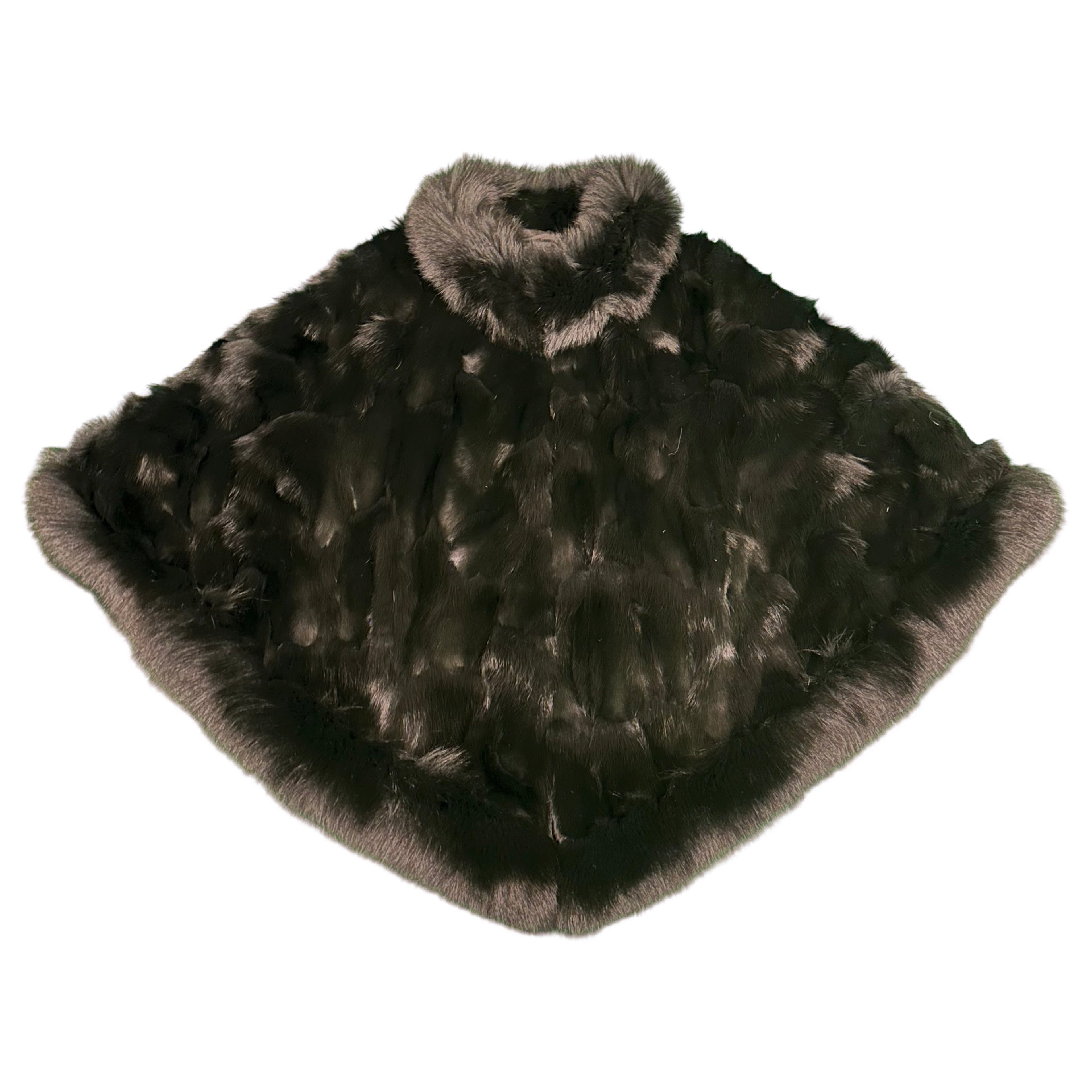 Kashani Women's Black Fox Fur Poncho - Dudes Boutique